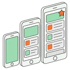 Три смартфона разного размера, как ступени