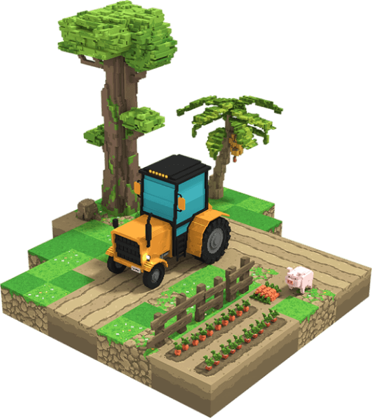 Трактор едит рядом с фермой