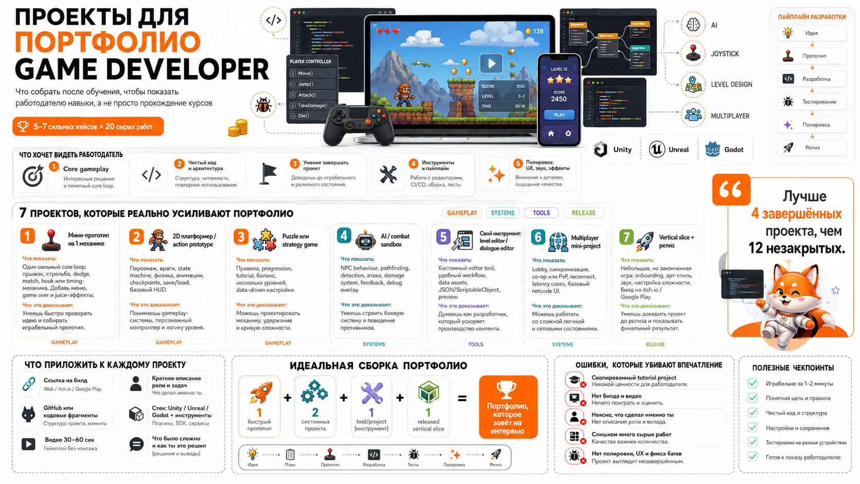 проекты для портфолио game developer после обучения