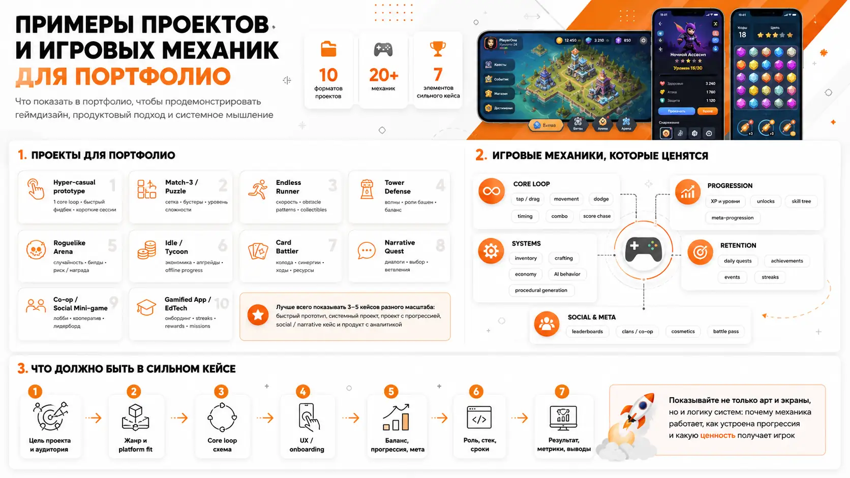 примеры проектов и игровых механик для портфолио