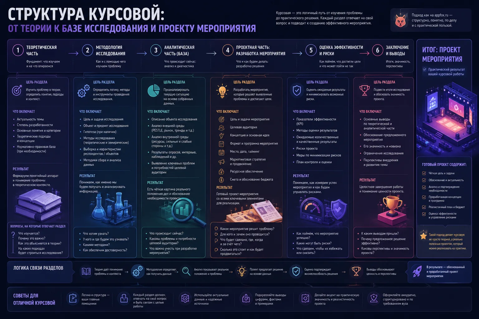 структура курсовой от теории к базе исследования и проекту мероприятия
