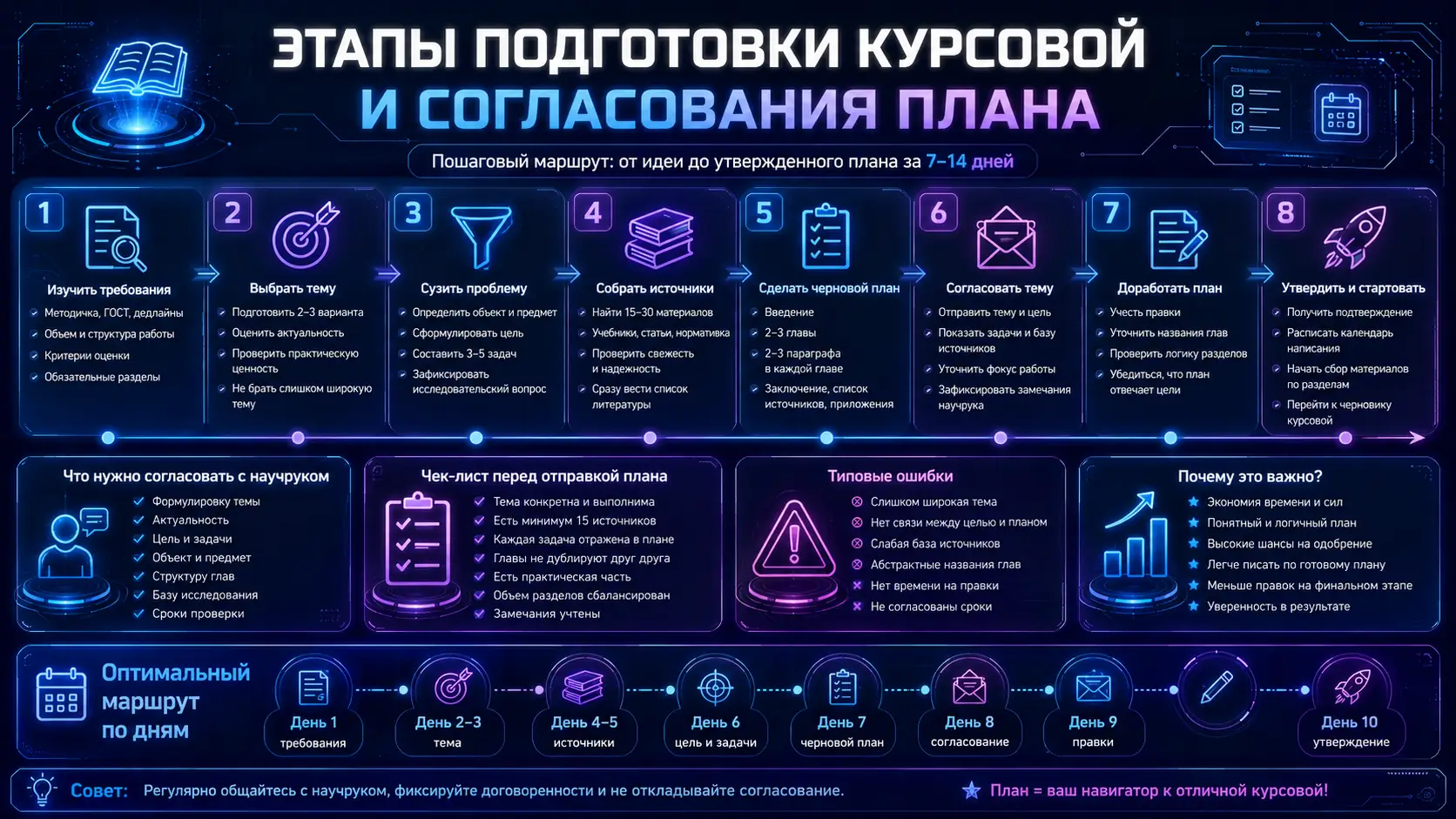 этапы подготовки курсовой и согласования плана