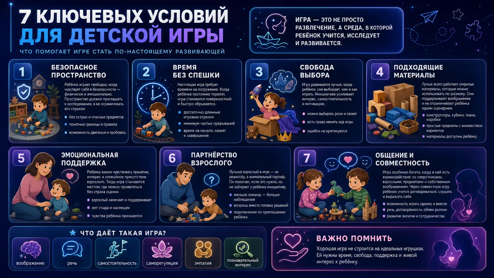 семь ключевых условий для детской игры