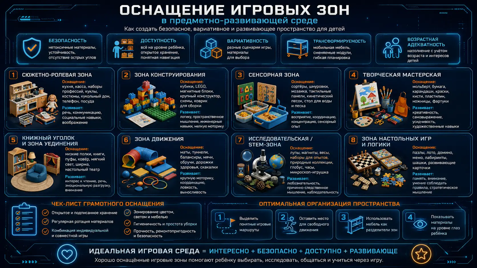 оснащение игровых зон в предметно-развивающей среде