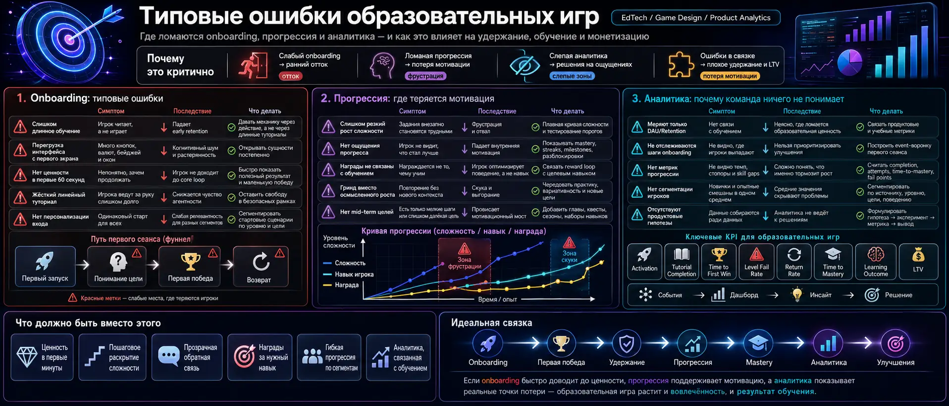 типовые ошибки образовательных игр в onboarding, прогрессии и аналитике