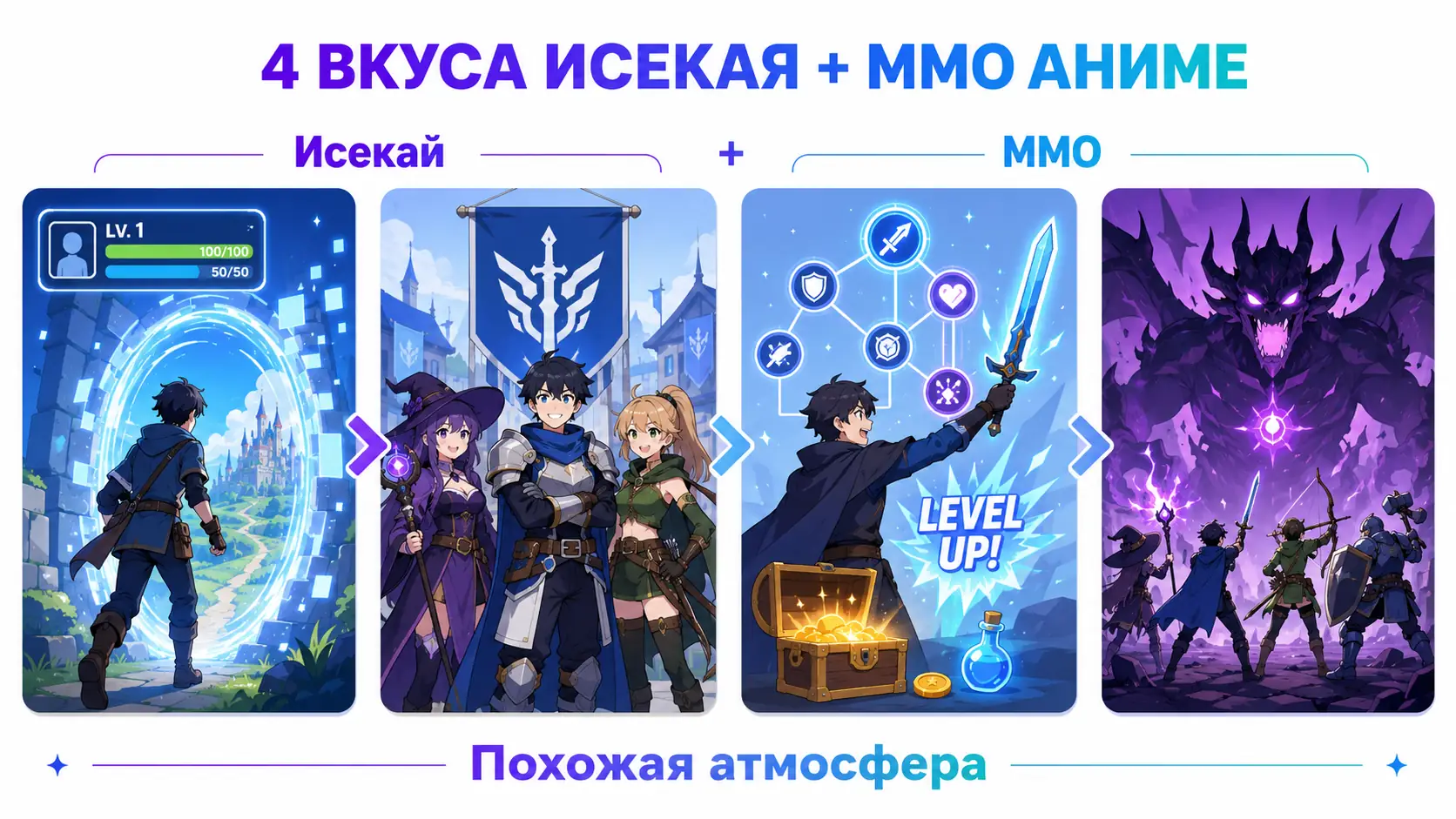 похожие аниме с isekai и MMORPG-механикой