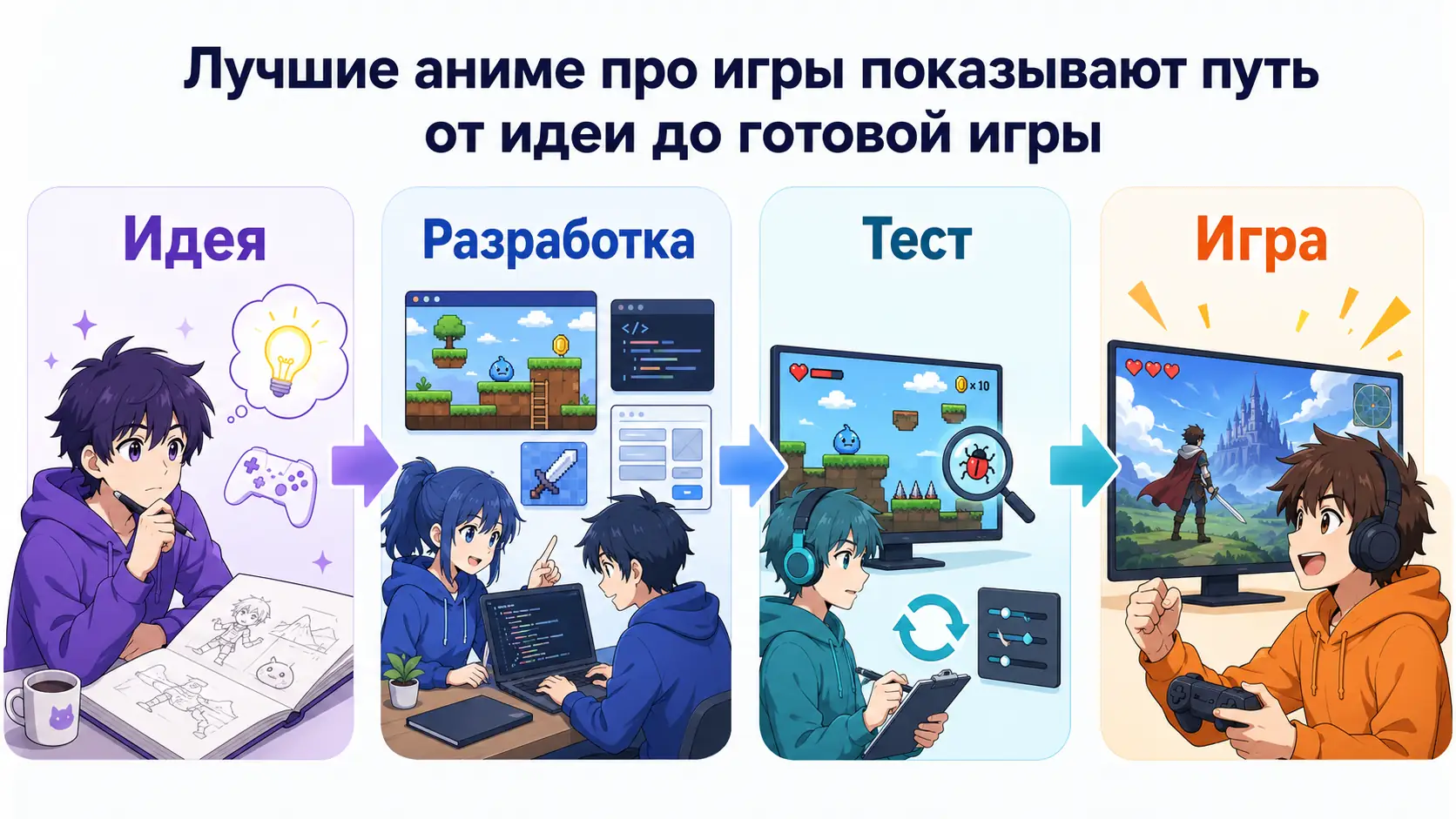 сравнение аниме про создание игр и игровых процессов