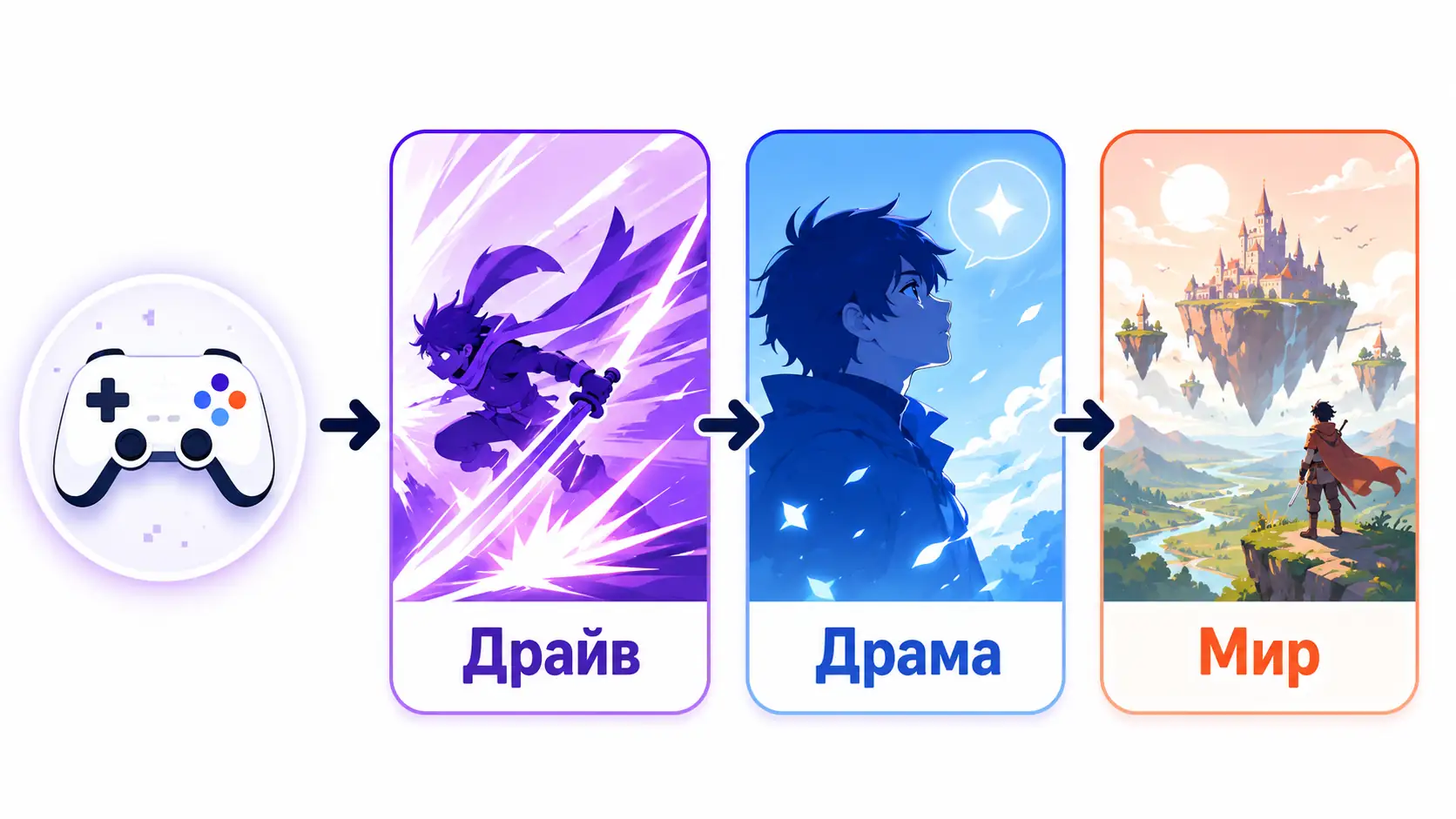 атмосфера и различия сильных game-to-anime адаптаций