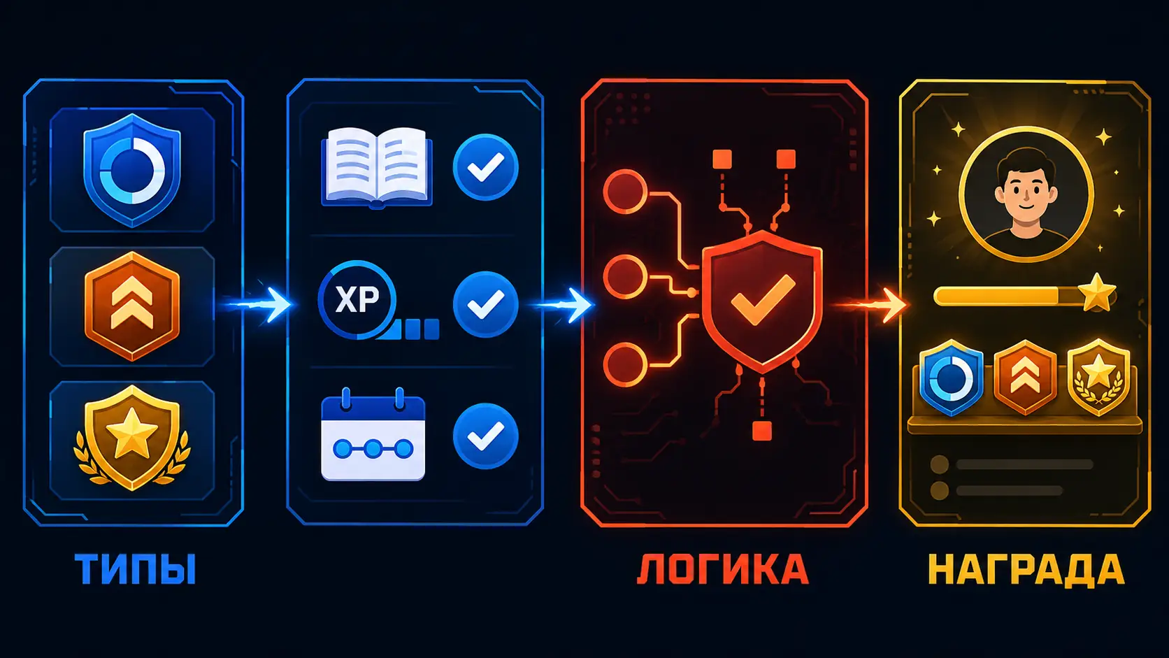 типы бейджей и логика награждения