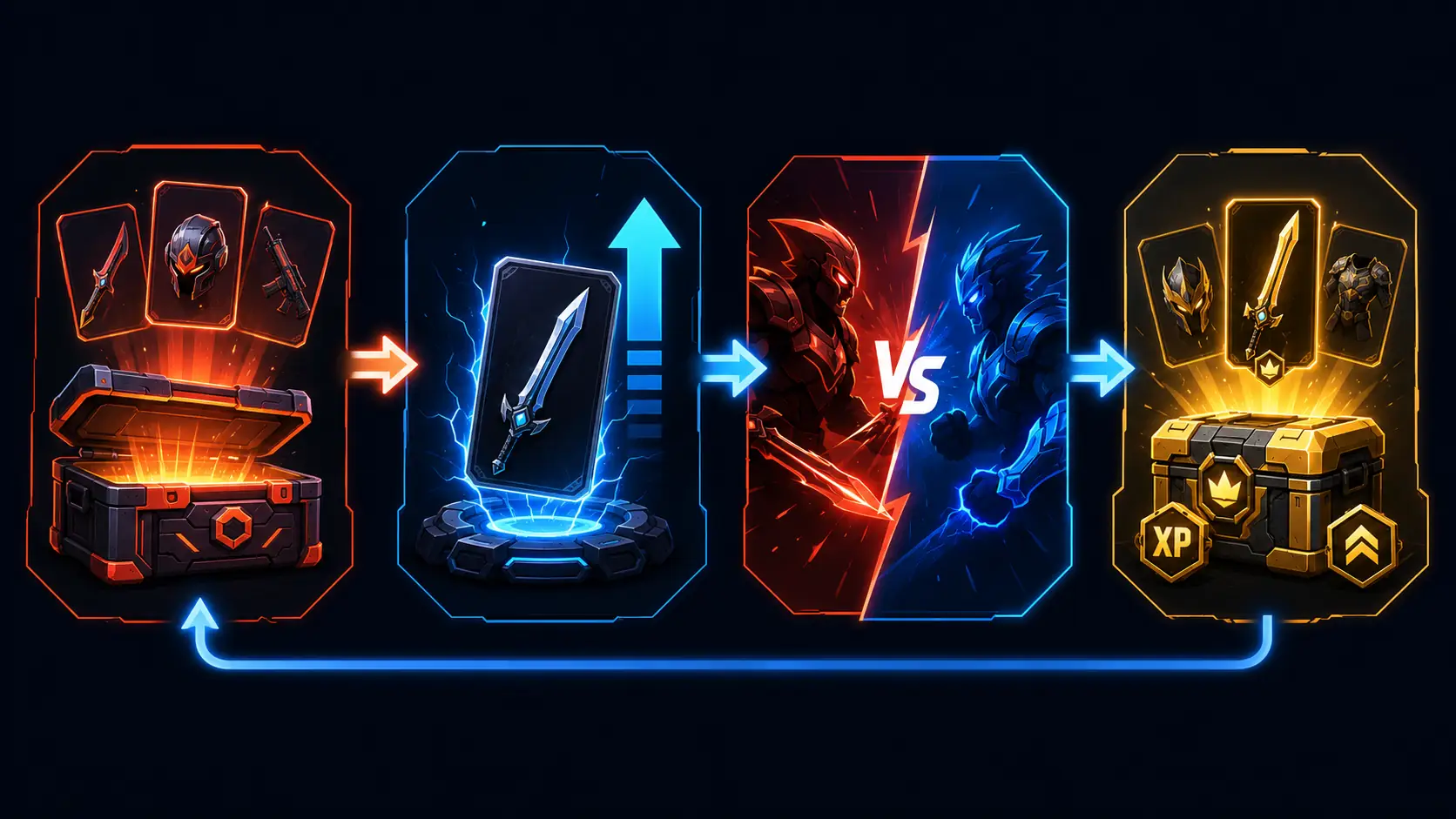 core loop NFT battle game с кейсами, апгрейдом и PvP