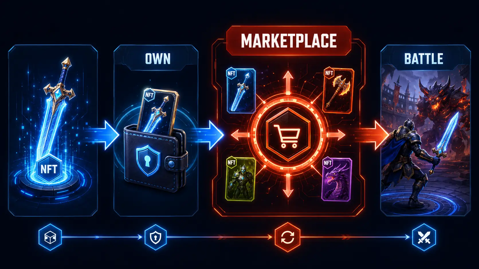 ownership flow и роль marketplace в NFT battle game
